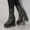 SL2099 Black Green Дамски боти на платформа