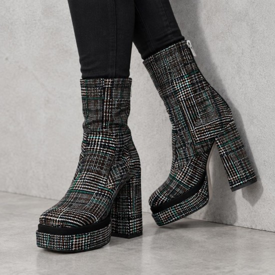 SL2099 Black Green Дамски боти на платформа