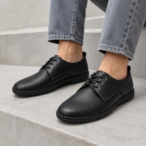 630009 Black Мъжки летни обувки от естествена кожа