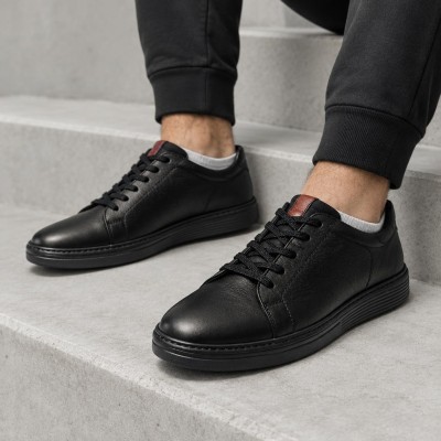 656011 Black Мъжки ежедневни обувки от естествена кожа