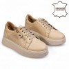 012 Beige Дамски летни обувки от естествена кожа