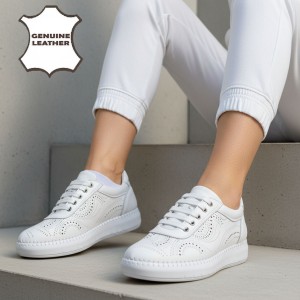 030 White Дамски обувки от естествена кожа