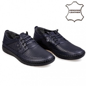 5103 Navy/Blue Мъжки ежедневни обувки от естествена кожа