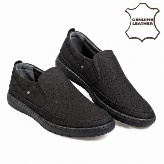 5104 Black - Nabuk Мъжки ежедневни обувки от естествена кожа