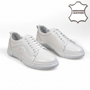 7036 White Мъжки ежедневни обувки от естествена кожа