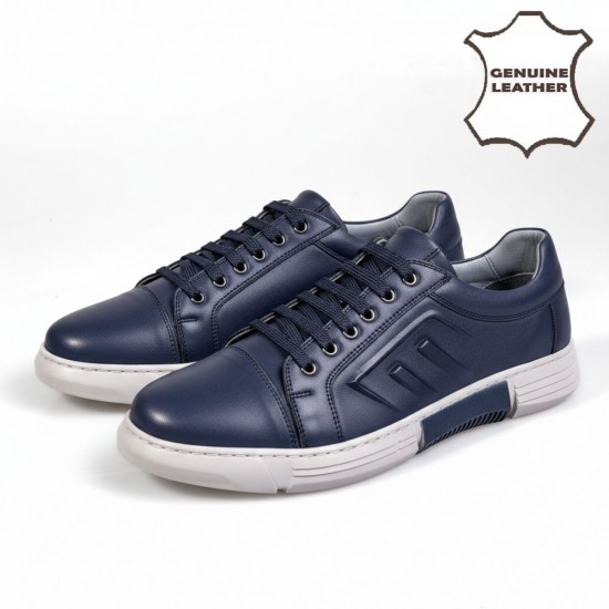 7044 Blue Мъжки ежедневни обувки от естествена кожа