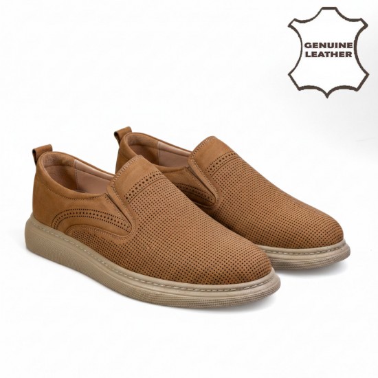 7045 Beige Мъжки ежедневни обувки от естествена кожа