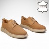 7046 Beige Мъжки ежедневни обувки от естествена кожа