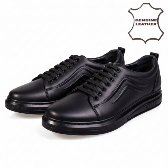 7050 Black Мъжки ежедневни обувки от естествена кожа