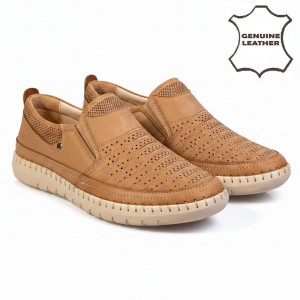 7063 Beige Мъжки ежедневни обувки от естествена кожа