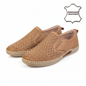 7065 Beige Мъжки ежедневни обувки от естествена кожа