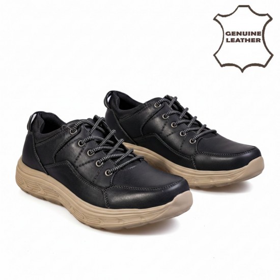 K367-1 Black Мъжки ежедневни обувки от естествена кожа