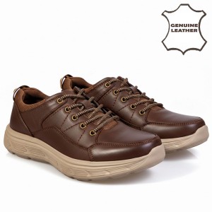 K367-2 Coffee Мъжки ежедневни обувки от естествена кожа