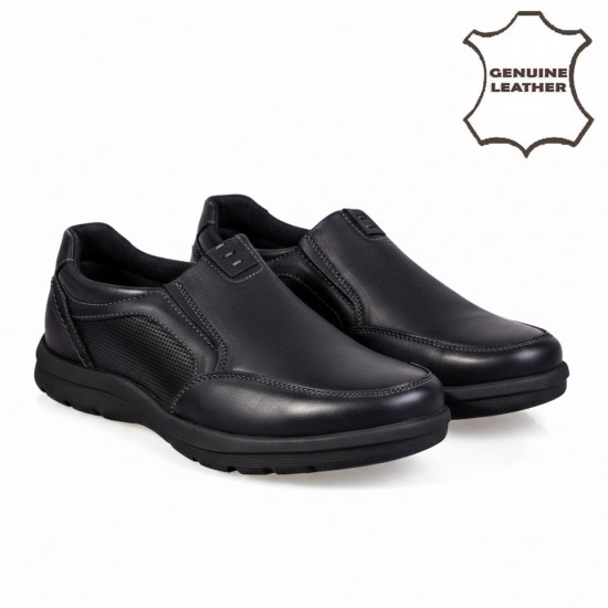 K375-1 Black Мъжки ежедневни обувки от естествена кожа