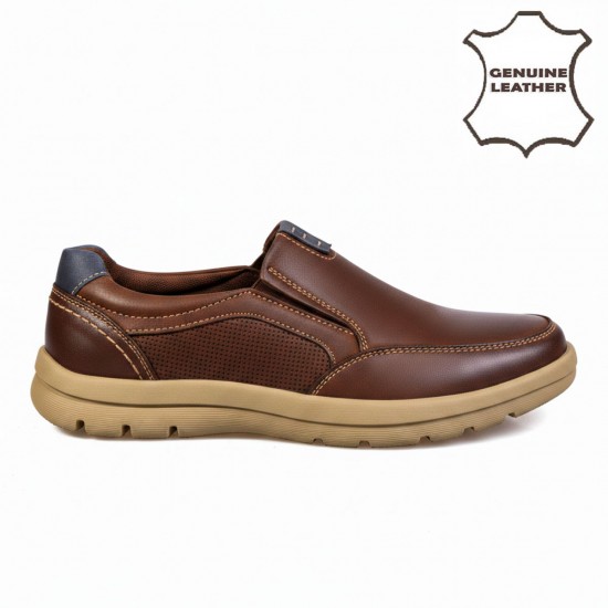 K375-2 Brown Мъжки ежедневни обувки от естествена кожа
